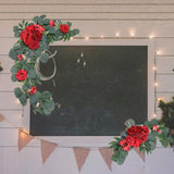 Maxbell 2Pcs Flower Swag Wedding Ceremony Rustic Wreath for Ornament Reception Red