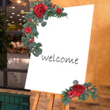 Maxbell 2Pcs Flower Swag Wedding Ceremony Rustic Wreath for Ornament Reception Red