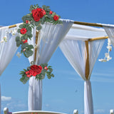 Maxbell 2Pcs Flower Swag Wedding Ceremony Rustic Wreath for Ornament Reception Red