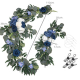 Maxbell 2Pcs Flower Swag Wedding Ceremony Rustic Wreath for Ornament Reception Blue