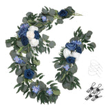 Maxbell 2Pcs Flower Swag Wedding Ceremony Rustic Wreath for Ornament Reception Blue