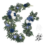 Maxbell 2Pcs Flower Swag Wedding Ceremony Rustic Wreath for Ornament Reception Blue