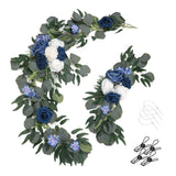 Maxbell 2Pcs Flower Swag Wedding Ceremony Rustic Wreath for Ornament Reception Blue