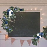 Maxbell 2Pcs Flower Swag Wedding Ceremony Rustic Wreath for Ornament Reception Blue