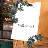 Maxbell 2Pcs Flower Swag Wedding Ceremony Rustic Wreath for Ornament Reception Blue