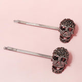 Maxbell 2Pcs Skull Barrettes Hairpin Scary Hair Accessory for Festival Decorations