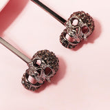 Maxbell 2Pcs Skull Barrettes Hairpin Scary Hair Accessory for Festival Decorations