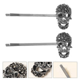 Maxbell 2Pcs Skull Barrettes Hairpin Scary Hair Accessory for Festival Decorations