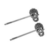 Maxbell 2Pcs Skull Barrettes Hairpin Scary Hair Accessory for Festival Decorations