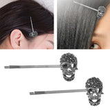 Maxbell 2Pcs Skull Barrettes Hairpin Scary Hair Accessory for Festival Decorations