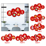 Maxbell Chinese Decoration Wall Sticker Decals Paper Flowers Fan for Bedroom Decor style A