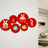 Maxbell Chinese Decoration Wall Sticker Decals Paper Flowers Fan for Bedroom Decor style A