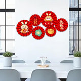 Maxbell Chinese Decoration Wall Sticker Decals Paper Flowers Fan for Bedroom Decor style A