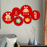 Maxbell Chinese Decoration Wall Sticker Decals Paper Flowers Fan for Bedroom Decor style A