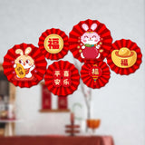 Maxbell Chinese Decoration Wall Sticker Decals Paper Flowers Fan for Bedroom Decor style D