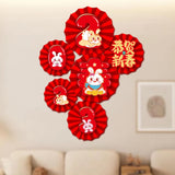 Maxbell Chinese Decoration Wall Sticker Decals Paper Flowers Fan for Bedroom Decor style E