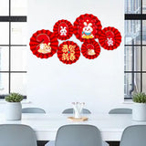 Maxbell Chinese Decoration Wall Sticker Decals Paper Flowers Fan for Bedroom Decor style E