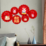 Maxbell Chinese Decoration Wall Sticker Decals Paper Flowers Fan for Bedroom Decor style E