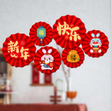 Maxbell Chinese Decoration Wall Sticker Decals Paper Flowers Fan for Bedroom Decor style F
