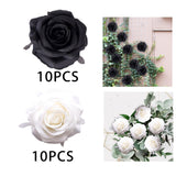 Maxbell 10Pcs Artificial Silk Flower Heads Floral Arrangements for Party Craft Black