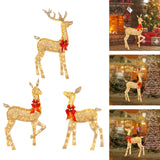 Maxbell Christmas Deer Yard Ornament with Red Bows Glowing for Outside Garden Home Large