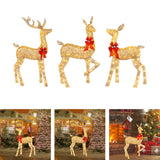 Maxbell Christmas Deer Yard Ornament with Red Bows Glowing for Outside Garden Home Large