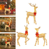 Maxbell Christmas Deer Yard Ornament with Red Bows Glowing for Outside Garden Home Large