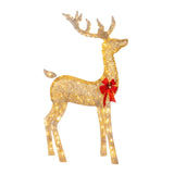 Maxbell Christmas Deer Yard Ornament with Red Bows Glowing for Outside Garden Home Large