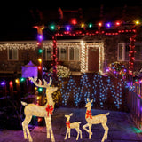 Maxbell Christmas Deer Yard Ornament with Red Bows Glowing for Outside Garden Home Medium