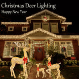 Maxbell Christmas Deer Yard Ornament with Red Bows Glowing for Outside Garden Home Medium