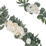 Maxbell Artificial Flowers Swag Handmade Floral Swag Backdrop for Front Door Wedding Champagne