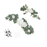 Maxbell Artificial Flowers Swag Handmade Floral Swag Backdrop for Front Door Wedding White