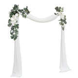 Maxbell Artificial Flowers Swag Handmade Floral Swag Backdrop for Front Door Wedding White