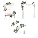 Maxbell Artificial Flowers Swag Handmade Floral Swag Backdrop for Front Door Wedding White