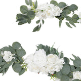 Maxbell Artificial Flowers Swag Handmade Floral Swag Backdrop for Front Door Wedding White