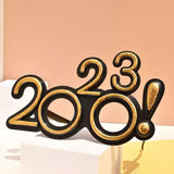Maxbell 2023 Funny Glasses Eve Party Supplies Photo Prop for Kids Celebration Yellow