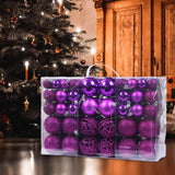 Maxbell 100x Hanging Xmas Baubles Shatterproof Pendants for New Year Festival Violet