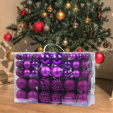 Maxbell 100x Hanging Xmas Baubles Shatterproof Pendants for New Year Festival Violet