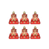 Maxbell 6 Pieces Wrapping Bags Decorative Drawstring Bags for Christmas Red
