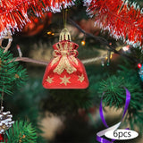 Maxbell 6 Pieces Wrapping Bags Decorative Drawstring Bags for Christmas Red