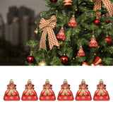 Maxbell 6 Pieces Wrapping Bags Decorative Drawstring Bags for Christmas Red
