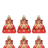 Maxbell 6 Pieces Wrapping Bags Decorative Drawstring Bags for Christmas Red