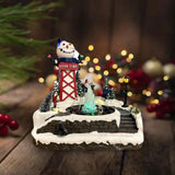 Maxbell LED Lighted village House Scene Resin Ornament for Holiday Home