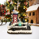 Maxbell LED Lighted village House Scene Resin Ornament for Holiday Home