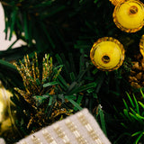 Maxbell Mini Artificial Christmas Tree Hanging Ornaments for Countertop Indoor Desk Yellow