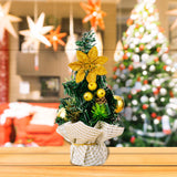 Maxbell Mini Artificial Christmas Tree Hanging Ornaments for Countertop Indoor Desk Yellow