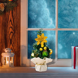 Maxbell Mini Artificial Christmas Tree Hanging Ornaments for Countertop Indoor Desk Yellow