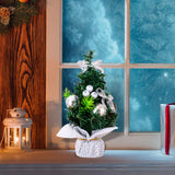Maxbell Mini Artificial Christmas Tree Hanging Ornaments for Countertop Indoor Desk Argent
