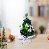 Maxbell Mini Artificial Christmas Tree Hanging Ornaments for Countertop Indoor Desk Argent