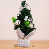 Maxbell Mini Artificial Christmas Tree Hanging Ornaments for Countertop Indoor Desk Argent